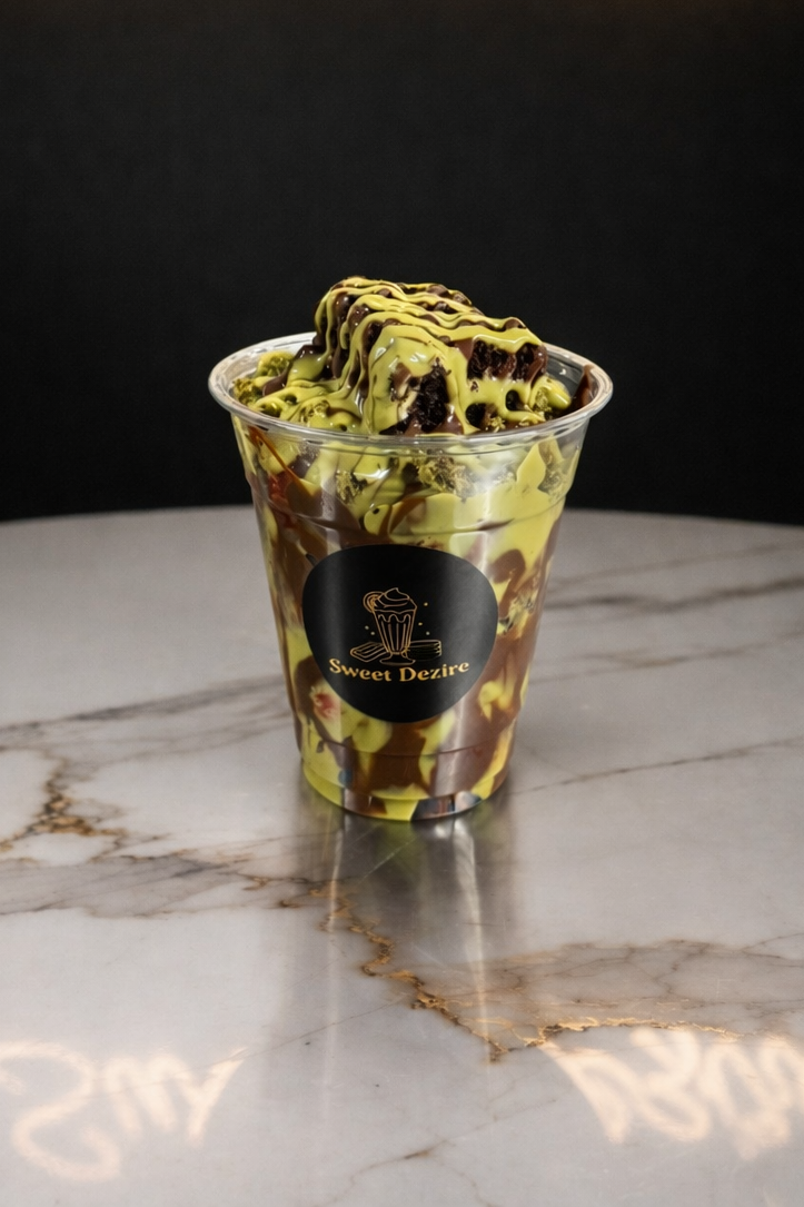 Pistachio Kunafa Brownie Cup